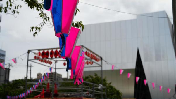 公園のお祭りのぼんぼり 公園のお祭りのぼんぼりの写真