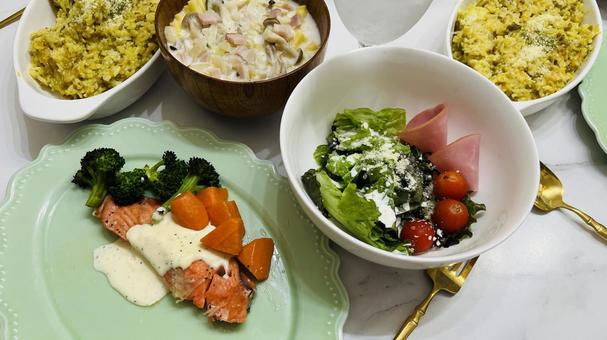 ごちそうパーティー ランチ,ディナー,家の写真素材