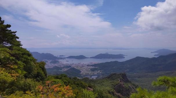 瀬戸内海の絶景展望(小豆島の寒霞渓) 瀬戸内海の絶景展望(小豆島の寒霞渓)の写真