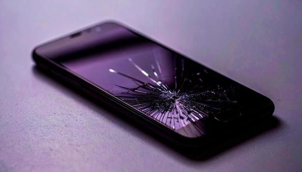 割れたスマホの写真