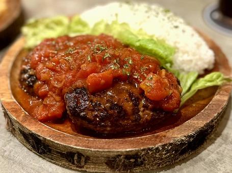 ハンバーグ ハンバーグ,ハンバーグステーキ,ライスの写真素材