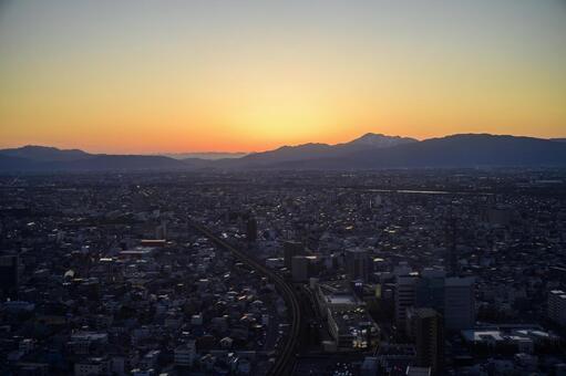 岐阜市の夕焼け 岐阜市の夕焼け,夕焼け,岐阜の写真素材