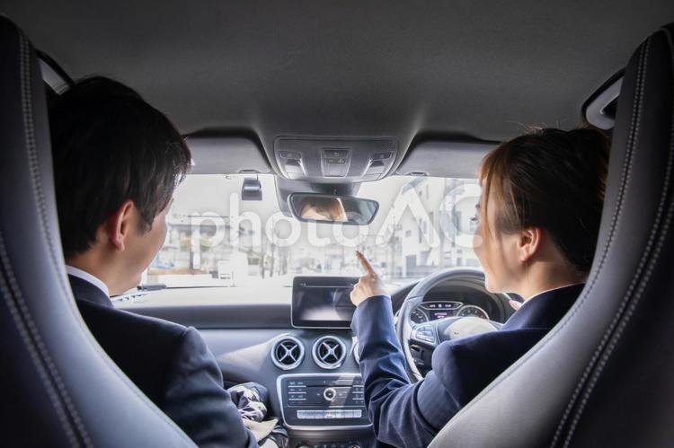 車に乗る会社員 車,運転,営業の写真素材