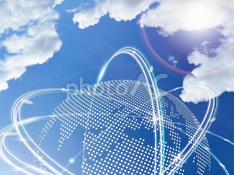 青い空にデジタル世界のビジネスネット網 ビジネス,世界,ネットワークの写真素材