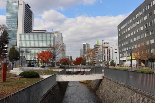 創成川 北海道,札幌市,河川の写真素材
