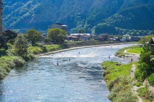 吉田川の自然風景 岐阜県郡上市 吉田川の自然風景 岐阜県郡上市 岐阜,岐阜県,郡上の写真素材