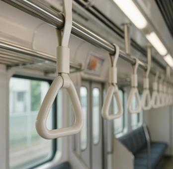 電車の吊り革のクローズアップ 電車の吊り革のクローズアップの写真