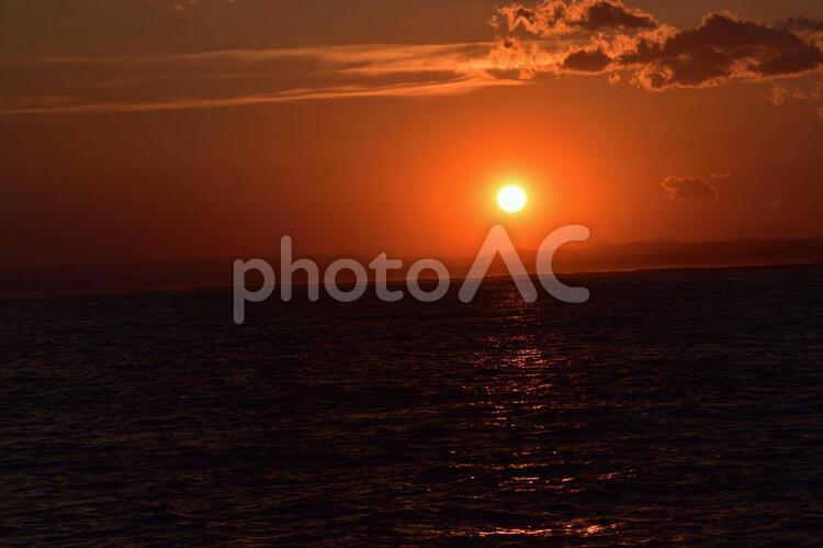 釧路の夕日(令和初) 世界三大夕日,釧路,釧路夕日の写真素材