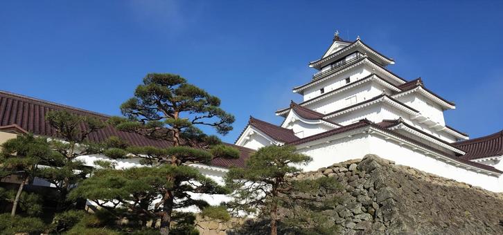 鶴ヶ城　朝の風景 風景,人気,早朝の写真素材