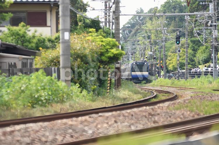 横須賀線　北鎌倉 横須賀線,鉄道,線路の写真素材