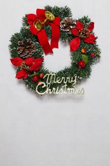 クリスマスリース　白 クリスマス,クリスマスイブ,メリークリスマスの写真素材