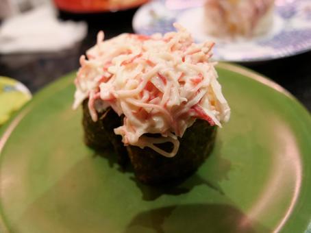 回転寿司　カニカマ 回転ずし,寿司,醤油の写真素材