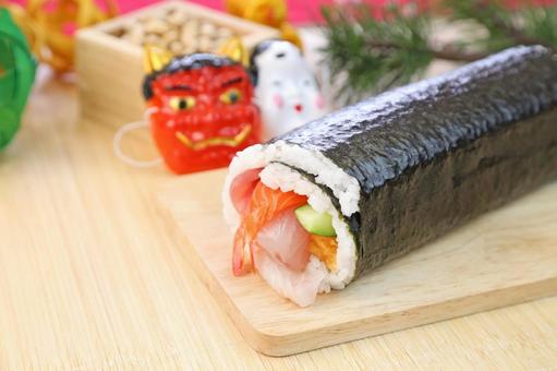 恵方巻き 恵方巻き 太巻き,恵方巻,丸かぶり寿司の写真素材