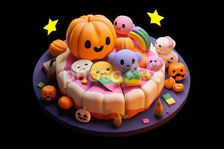 ハロウィンかぼちゃのケーキの粘土細工 ハロウィン,かぼちゃ,ランタンの写真素材