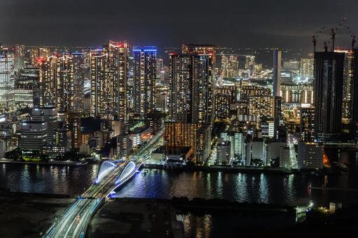 カレッタ汐留　展望　夜景　2025年 汐留,東京,夜景の写真素材