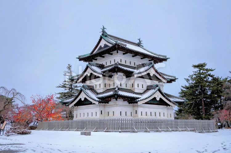 青森・冬の弘前城 弘前,弘前城,津軽の写真素材