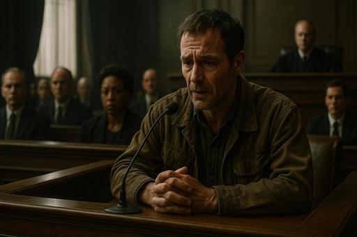 裁判所で証言する人物の写真