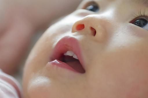 赤ちゃんのかわいい口元のアップ 赤ちゃんのかわいい口元のアップ 歯,乳歯,口元の写真素材