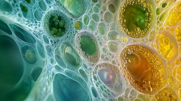 顕微鏡で見た細胞背景テクスチャ素材 アップ,カラフル,背景の写真素材