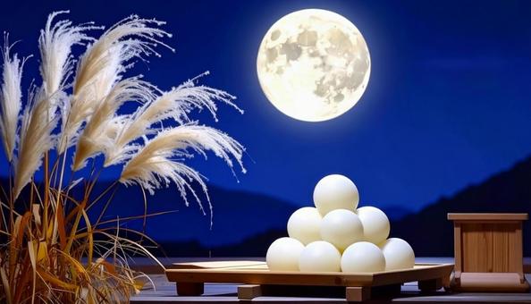 中秋の名月 秋 団子 すすき 夜景 中秋の名月 秋 団子 すすき 夜景の写真