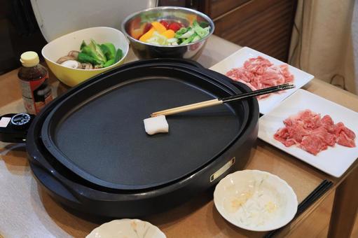 おうち焼肉 おうち焼肉 焼肉,家庭,鉄板の写真素材