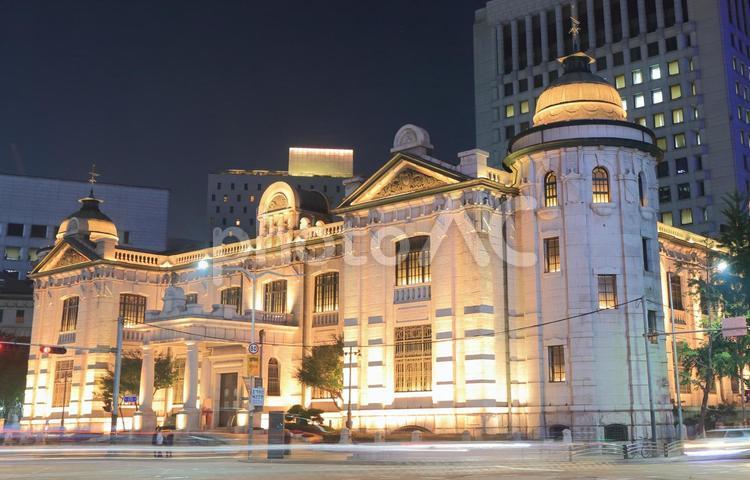 韓国　ソウルの韓国銀行 韓国,銀行,中央の写真素材