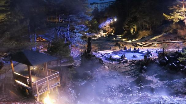 草津温泉西の河原公園の雪景色 草津温泉西の河原公園の雪景色 群馬県,草津温泉,西の河原公園の写真素材