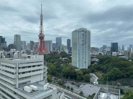 曇りの東京 東京タワー,曇り,tokyoの写真素材