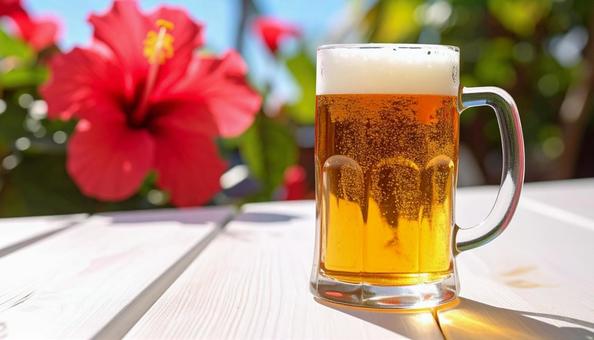 ビールとハイビスカス ビールとハイビスカスの写真