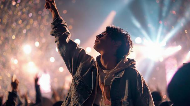音楽に酔いしれる若者 音楽に酔いしれる若者 ライブ,コンサート,観客の写真素材