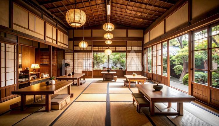 日本風の古民家 木造,異空間,和風の写真素材