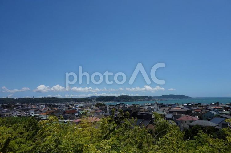 湘南の海と街並み 湘南海岸,長谷,鎌倉の写真素材