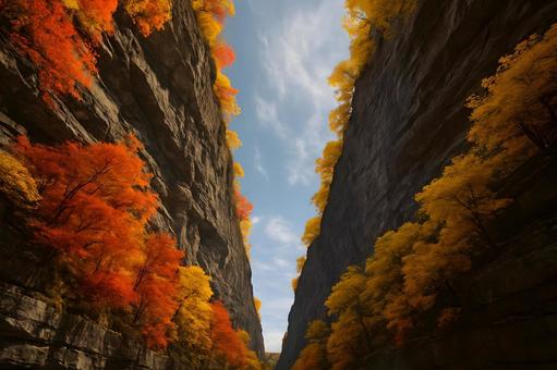 紅葉彩る峡谷 紅葉彩る峡谷の写真