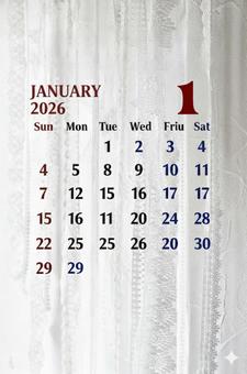 2026年1月カレンダー カレンダー,2026年1月カレンダー,めもらゔふぉとずの写真素材