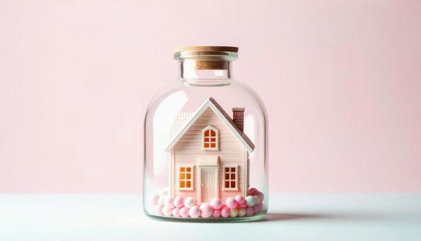 ガラスボトルの中のかわいいお菓子屋さん ガラスボトルの中のかわいいお菓子屋さんの写真