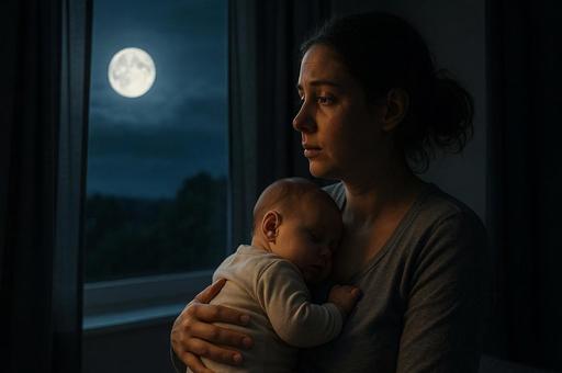 月夜に眠る母子 月夜に眠る母子の写真