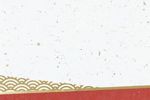 紙のテクスチャ（大礼紙金銀箔金赤青海波） 青海波,和紙,金色の写真素材