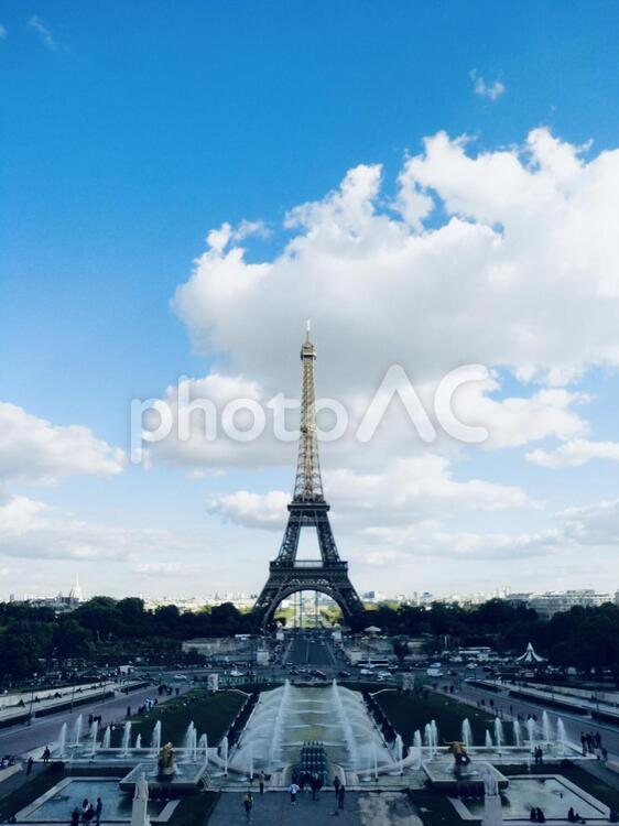 エッフェル塔　ブルー エッフェル塔,建築,旅の写真素材