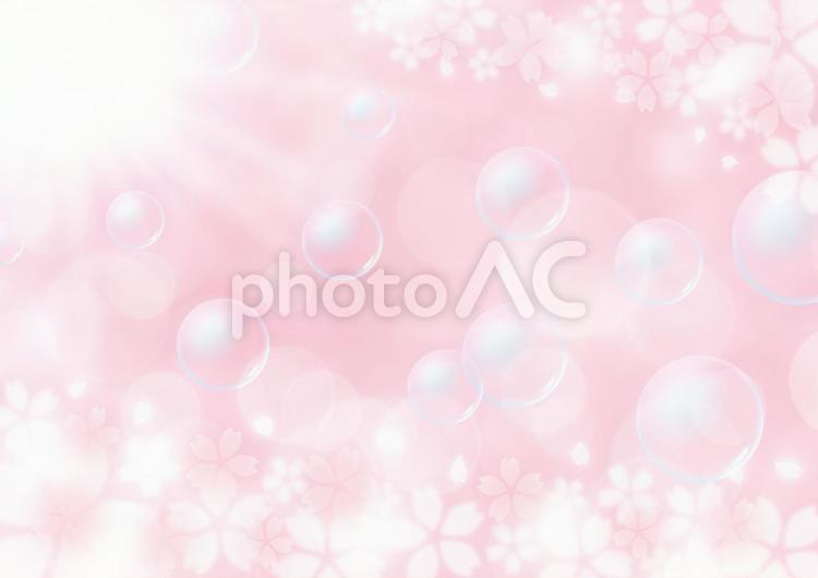 桜吹雪とシャボン玉　春の日差し　背景素材（桜色） 桜吹雪,桜,春の写真素材
