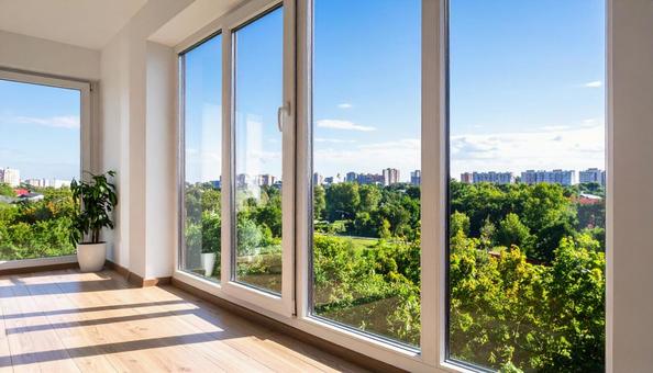 新築マンションの部屋から見る窓 新築マンションの部屋から見る窓の写真