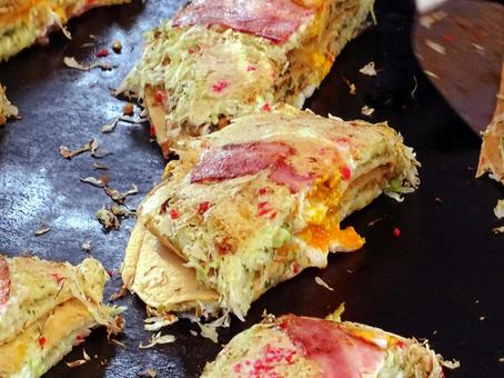 Photo, okonomiyaki, egg, bacon, 