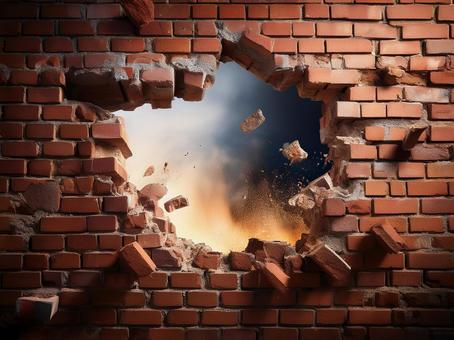 破壊されるレンガ背景01 破壊されるレンガ背景01の写真