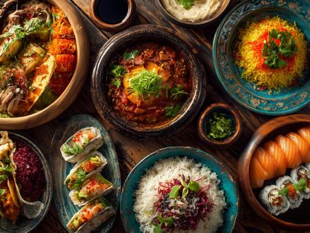中東・アジア融合の豊かな食卓 中東・アジア融合の豊かな食卓の写真