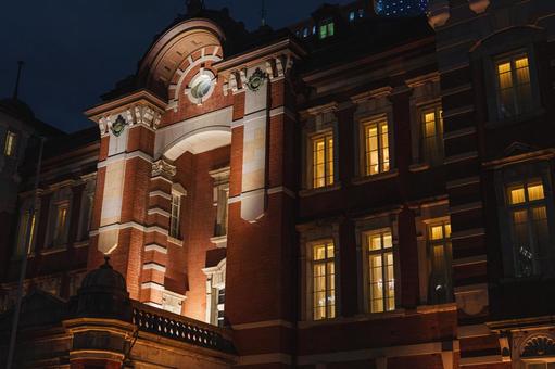 東京駅の夜景 東京,ビル,高層ビルの写真素材