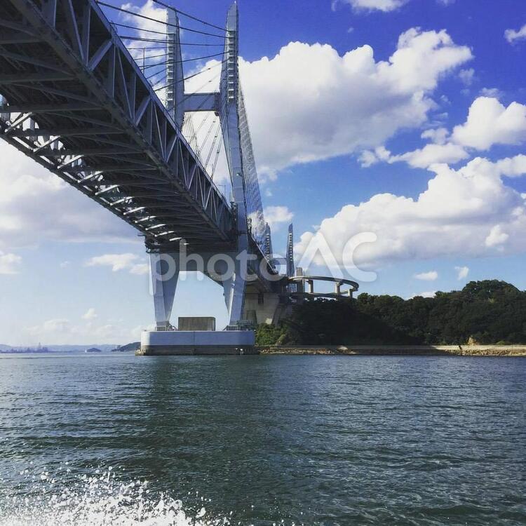 青い空と瀬戸内海　 海,空,青い空の写真素材