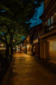 【石川】夜のひがし茶屋街 ひがし茶屋街,石川,金沢の写真素材