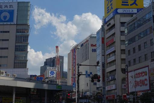 A look at Shinjuku West Exit in summer from Omoide Yokocho, JPG