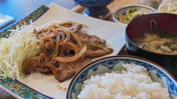 しょうが焼きランチ 定食,生姜焼き,ランチの写真素材