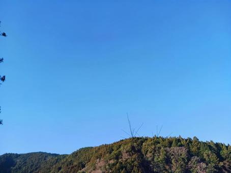 田舎の空の風景 田舎の風景,冬,晴れの写真素材