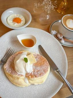 ふわふわパンケーキ カフェ,パンケーキ,スイーツの写真素材